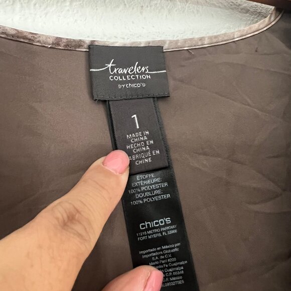 Chicos Womens Pink Taupe Watercolor Elegant Textured Open Lightweight Jacket M - Picture 5 of 5